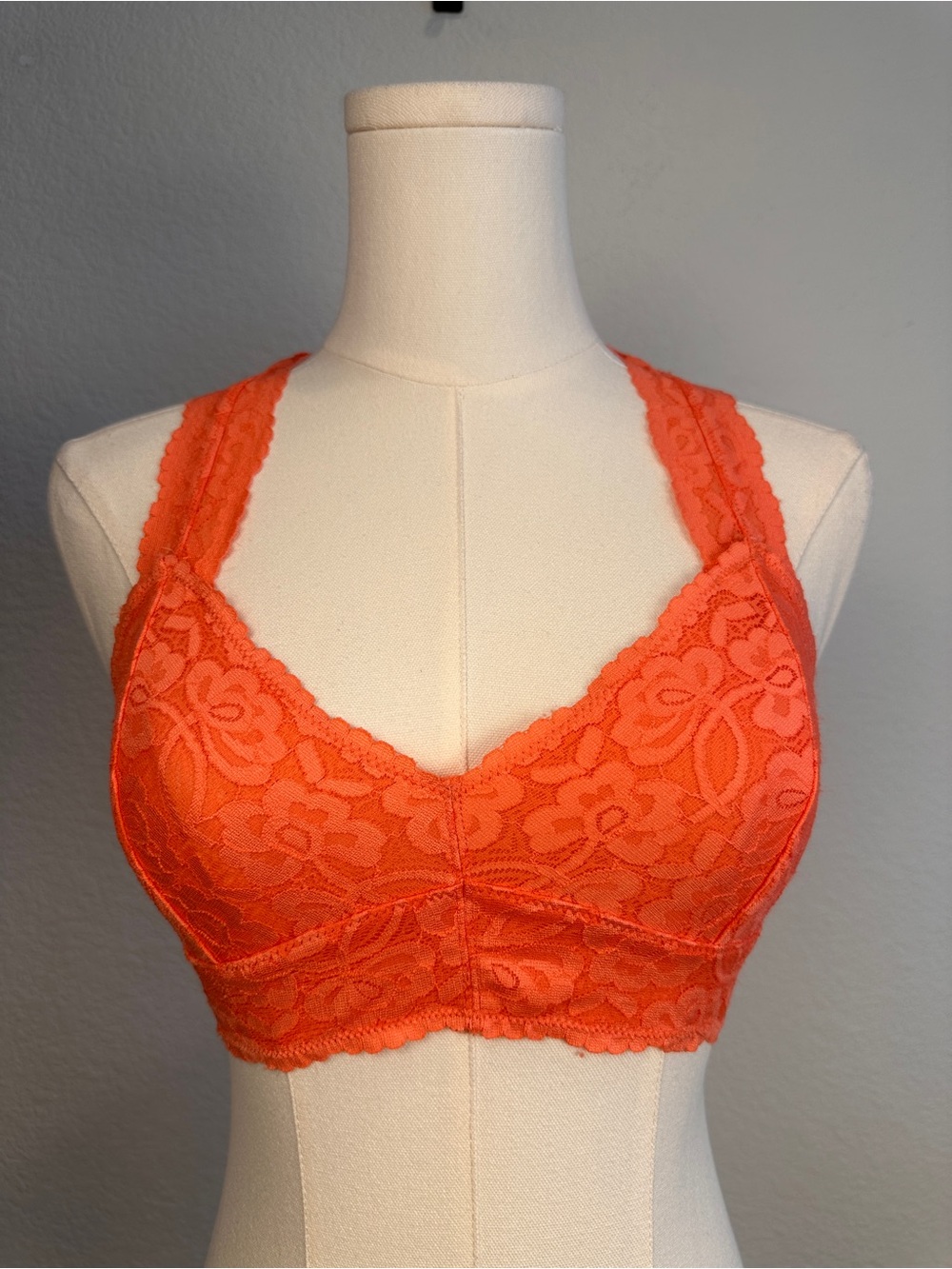 Intimately Free People Orange Lace Racerback Bralette S NWT